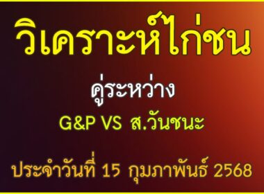 วิเคราะห์ไก่ชน คู่ระหว่าง G&P VS ส.วันชนะ ประจำวันที่ 15 กุมภาพันธุ์ 2568