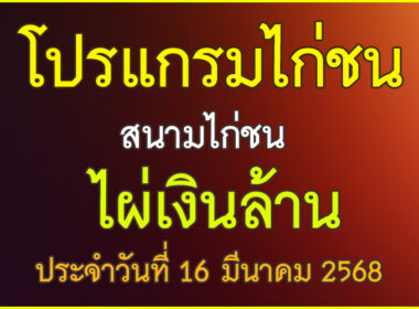 ณ สนามไก่ชน ไผ่เงินล้าน ประจำวันที่ 16 มีนาคม 2568