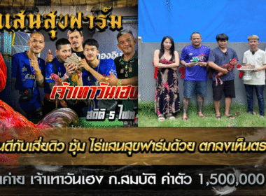 พิธีส่งมอบรับตัวเจ้าเทาวันเฮงย้ายค่าย จาก ซุ้ม ก.สมบัติ สู่ ซุ้ม ไร่แสนสุขฟาร์ม  ค่าตัว 1,500,000 บาท
