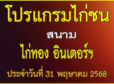 ณ สนามไก่ชน ไก่ทอง อินเตอร์ฯ ประจำวันที่ 31 พฤษาคม 2568