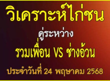 วิเคราะห์ไก่ชน คู่ระหว่าง รวมเพื่อน VS ช่างอ้วน ประจำวันที่ 24 พฤษาคม 2568
