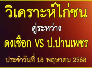 วิเคราะห์ไก่ชน คู่ระหว่าง ดงเชือก VS ป.ปานเพชร ประจำวันที่ 18 พฤษาคม 2568