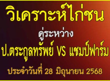 วิเคราะห์ไก่ชน คู่ระหว่าง ประตูลทรัพย์ VS  แชมป์ฟาร์ม ประจำวันที่ 28 มิถุนายน 2568
