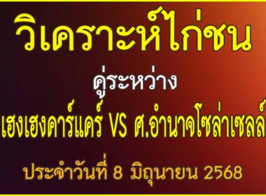 วิเคราะห์ไก่ชน คู่ระหว่าง เฮงเฮงคาร์แคร์ VS ศ.อำนาจโซล่าเซลล์ ประจำวันที่ 8 มิถุนายน 2568