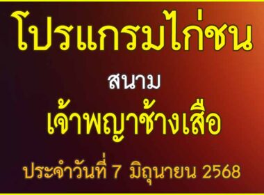 ณ สนามไก่ชน เจ้าพญาช้างเสือ ประจำวันที่ 7 มิถุนายน 2568