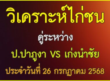 วิเคราะห์ไก่ชน คู่ระหว่าง ป.ปาภูงา VS เก่งนำชัย ประจำวันที่ 26 กรกฎาคม 2568