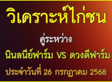 วิเคราะห์ไก่ชน คู่ระหว่าง นินลนีย์ฟาร์ม VS ดวงดีฟาร์ม ประจำวันที่ 26 กรกฎาคา 2568