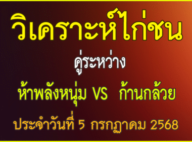 วิเคราะห์ไก่ชน คู่ระหว่าง ห้าพลังหนุ่ม VS ก้านกล้วย  ประจำวันที่ 5 กรกกาคม 2568