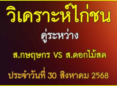 วิเคราะห์ไก่ชน คู่ระหว่าง ส.กฤษกร VS ส.ดอกไม้สด สังกัดก.วิรัตน์+แบงก์สาคร ประจำวันที่ 30 สิงหาคม 2568