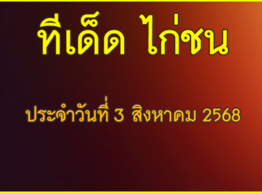 ทีเด็ด ไก่ชน วันอาทิตย์ที่ 3 สิงหาคม 2568