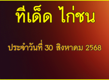 ทีเด็ด ไก่ชน วันเสาร์ที่ 30สิงหาคม 2568