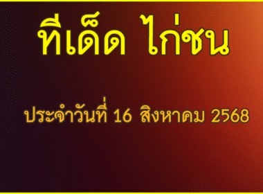 ทีเด็ด ไก่ชน วันเสาร์ที่ 16 สิงหาคม 2568