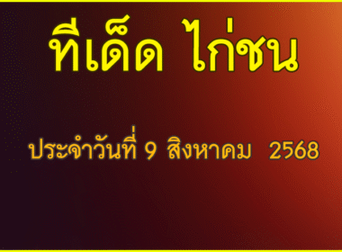 ทีเด็ด ไก่ชน วันเสาร์ที่ 9 สิงหาคม 2568