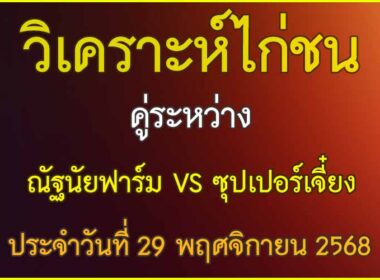 วิเคราะห์ไก่ชน คู่ระหว่าง ณัฐนัยฟาร์ม VS ซุปเปอร์เจี๋ยง ประจำวันที่ 29 พฤศจิกายน 2568