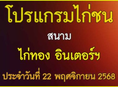 ณ สนามไก่ชน ไก่ทอง อินเตอร์ฯ ประจำวันที่ 22 พฤศจิกายน 2568