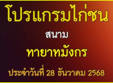 ณ สนามไก่ชน ทายาทมังกร สังกัดโกวเซมฟาร์ม ประจำวันที่ 28 ธันวาคม 2568