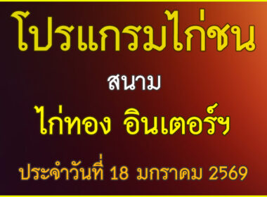 ณ สนามไก่ชน ไก่ทอง อินเตอร์ฯ ประจำวันที่ 18 มกราคม 2569