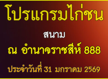 ณ สนามไก่ชน ณ อำนาจราชสีห์ 888 ประจำวันที่ 31 มกราคม 2569