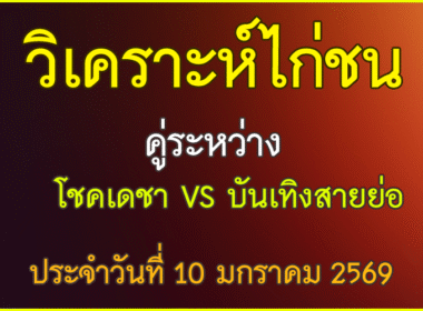 วิเคราะห์ไก่ชน คู่ระหว่าง โชคเดชา VS บันเทิงสายย่อ   ประจำวันที่ 10 มกราคม 2569